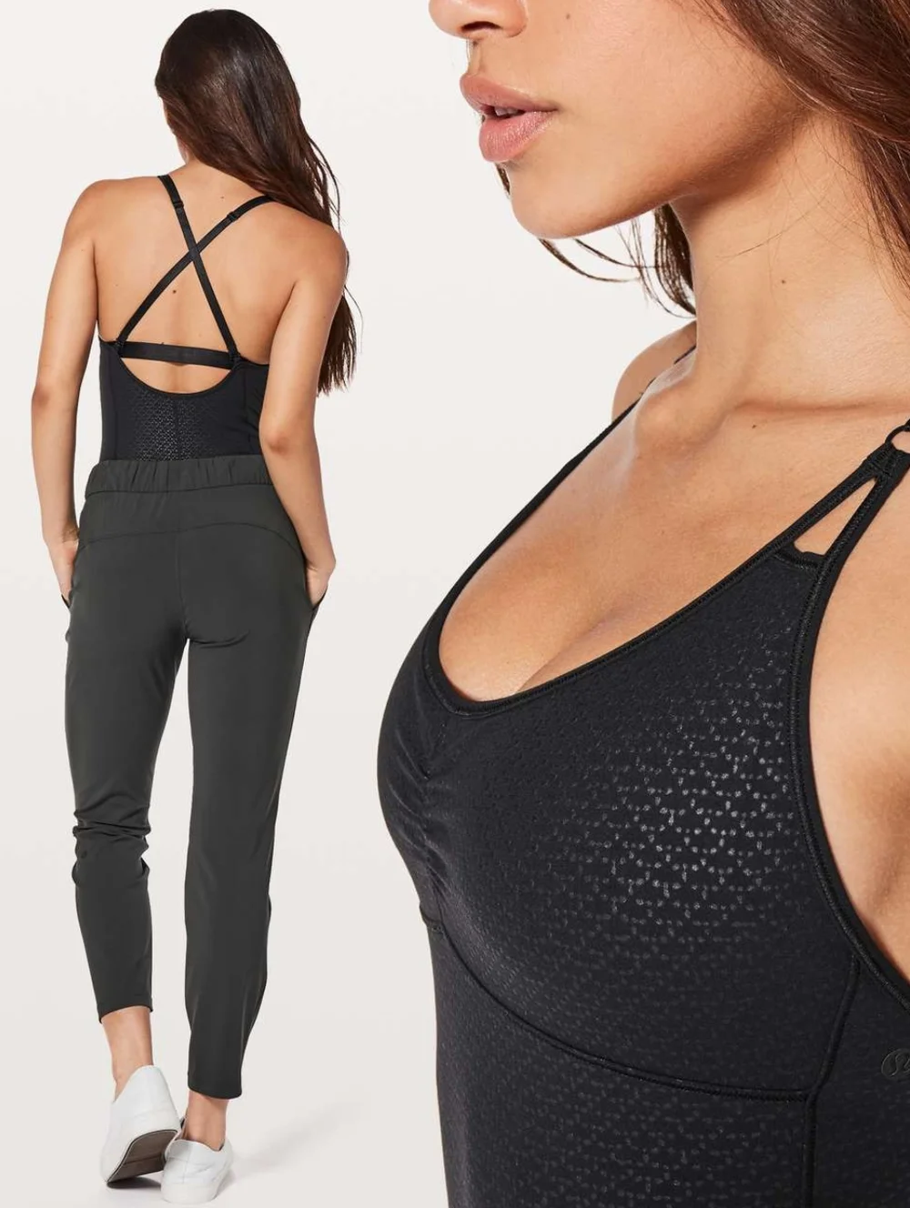 Lululemon The Easy Bodysuit Monochromic Black Emboss